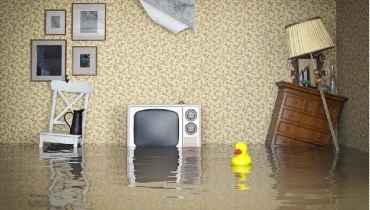 House interior flooded with water