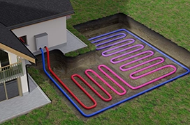 Red pipe laid on ground.