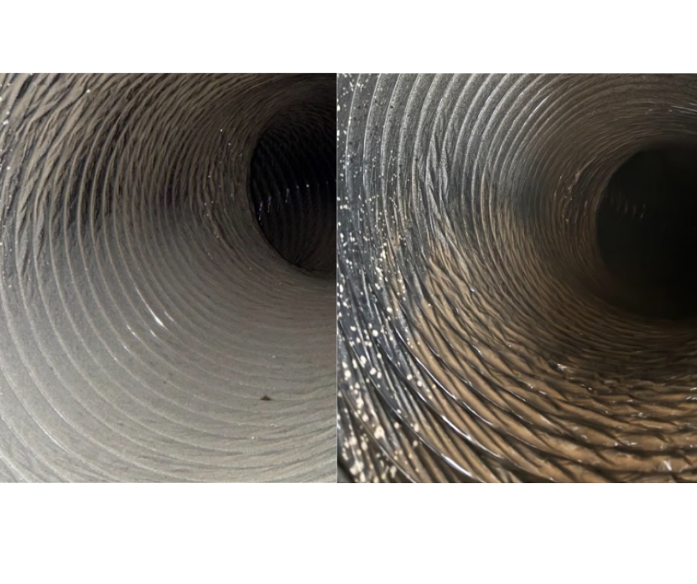 Before and After picture of a duct cleaning