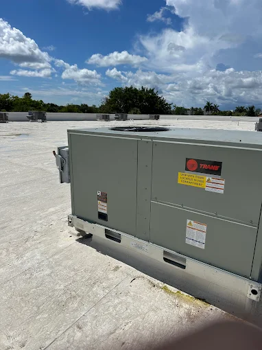 Brand New Commercial HVAC Unit Installed On A Rooftop Of A Building