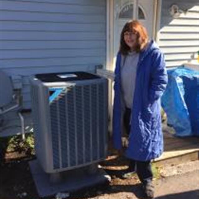 Rhonda with her new heating system