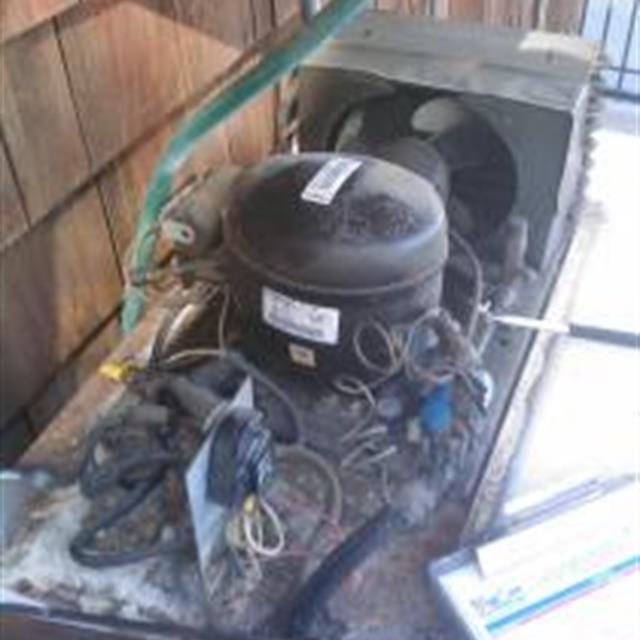 Close-up of an HVAC compressor unit component