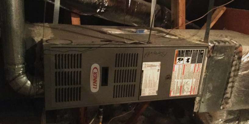 A new furnace installed in the attic of a home in Dallas, TX.