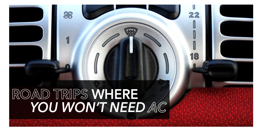Car ac knob with text: "Road trips where you won't need AC"