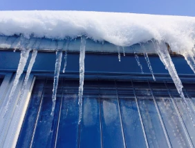 Icicles on side of house