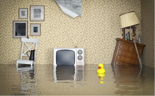 House interior flooded with water