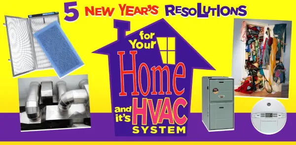 HVAC infographic with text: "5 New Year's resolutions for your home and its HVAC system"