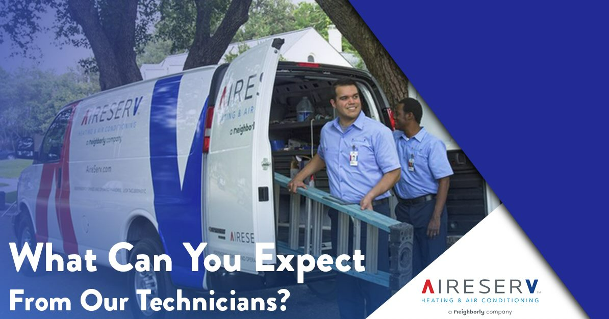 What can you expect form our Technician? title on Aireserv background