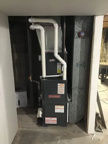 Newly maintained furnace by Aire Serv of Sewickley in Pittsburgh home.