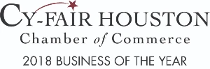 Cy-Fair Houston Chamber of Commerce 2018 Business of the Year logo.