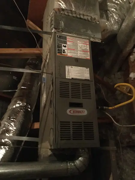 Newly installed furnace in Rockwall home.